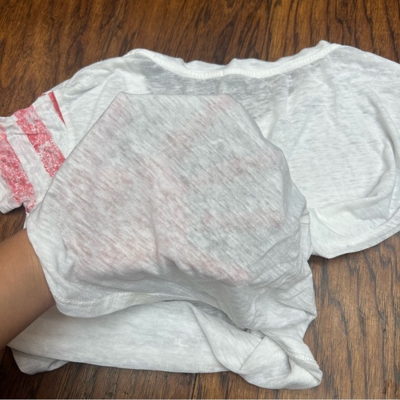 Patriotic Maurices sheer burnout thin vneck tee - Picture 3 of 5